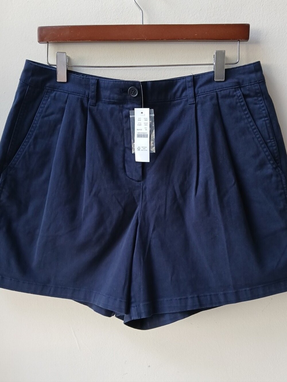 J. Crew Pleated Heritage Chino Shorts Navy Blue Women's 10 NWT